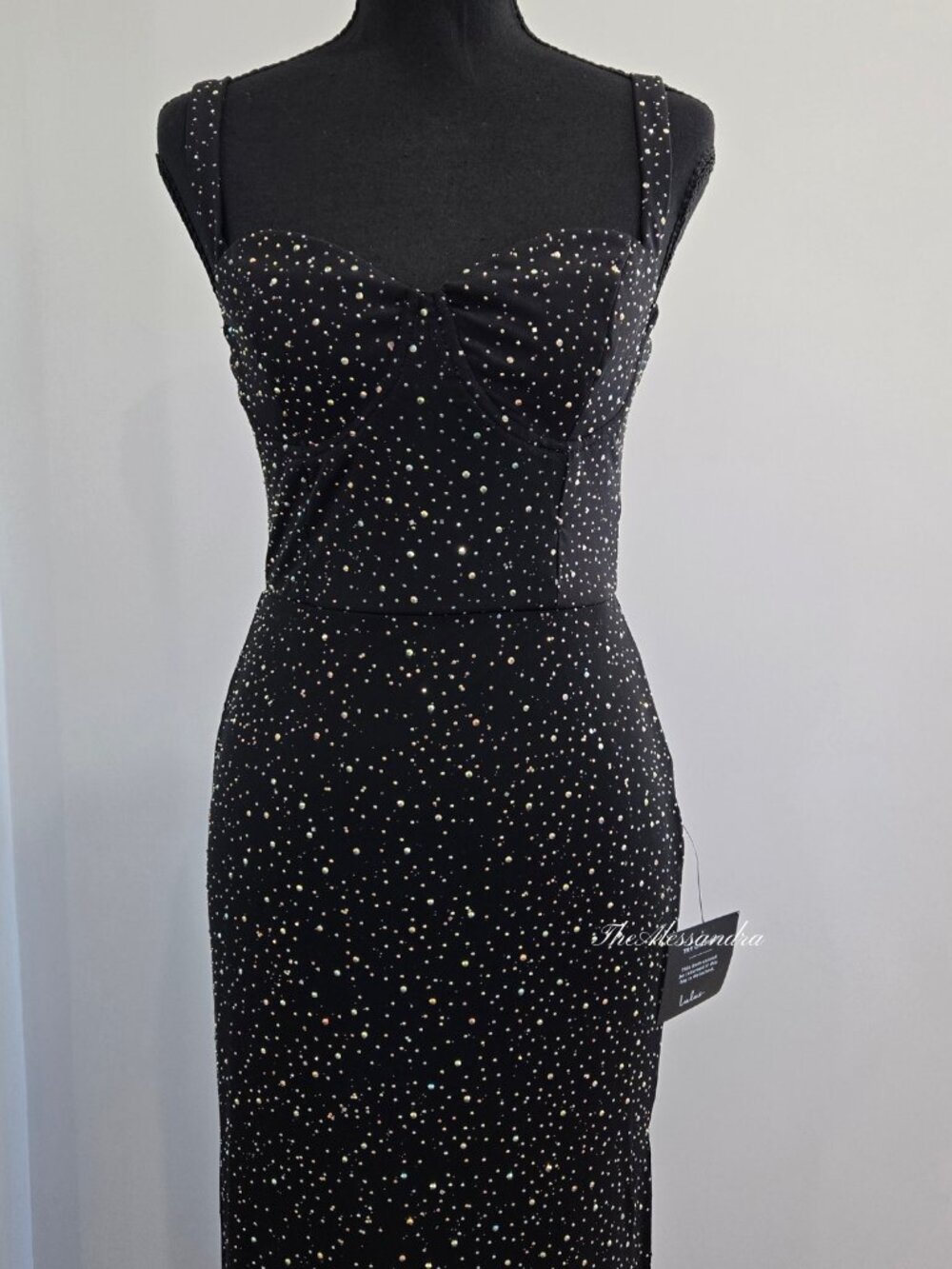 Lulus Black Rhinestone Maxi Dress Small New With Tags - Picture 15 of 17